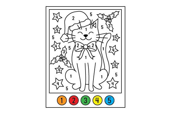 Christmas Cat Color by Number