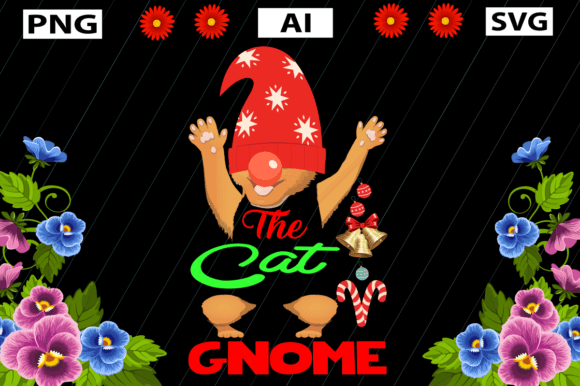 Christmas T Shirt Design, the CAT Gnome
