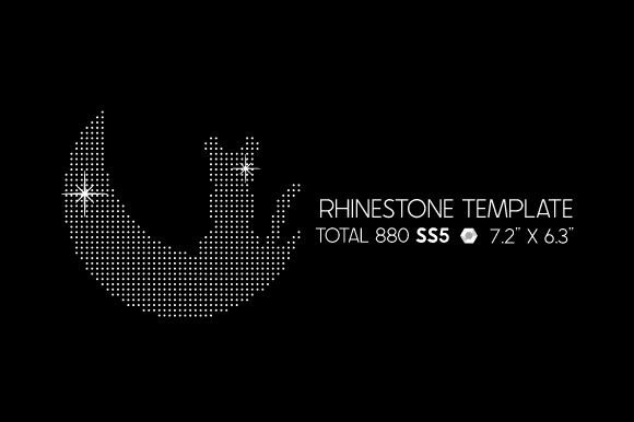 Halloween Cute Cat Sitting on the Moon Rhinestone Template