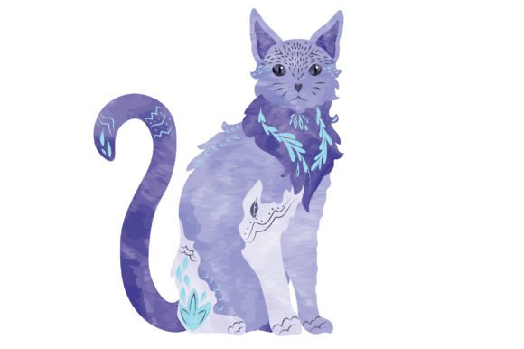 Hygge Scandinavian Nordic Style Cat Watercolor