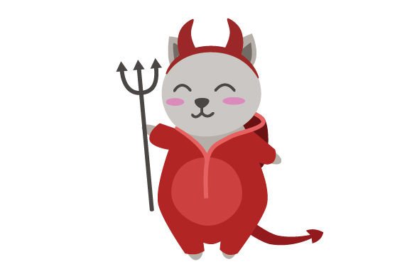 Manx Cat Wearing Devil Costume