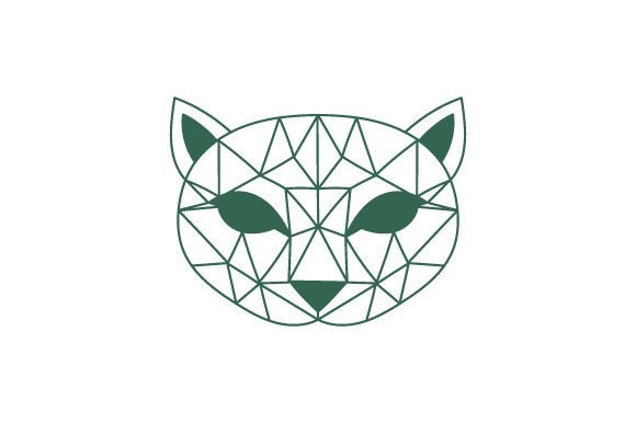 Polygon Cat Head Embroidery Design