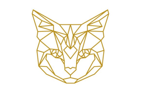 Polygon Cat Head Line Art