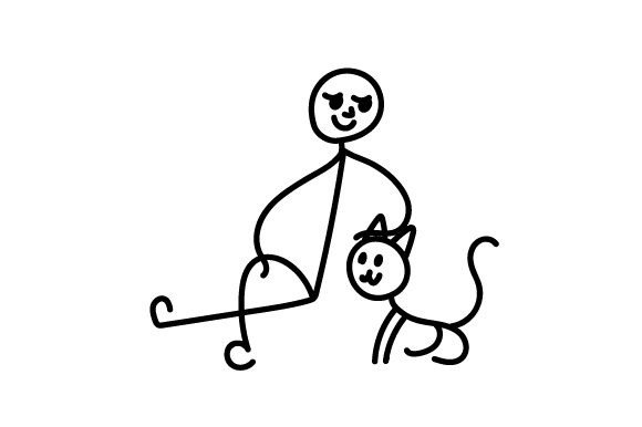 Stick Man with Stick Cat