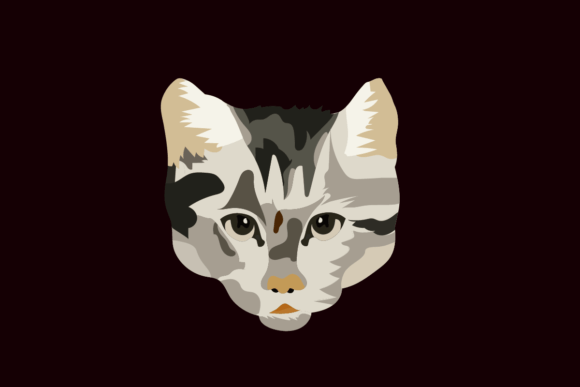 Sweet Kitten Head Illustration