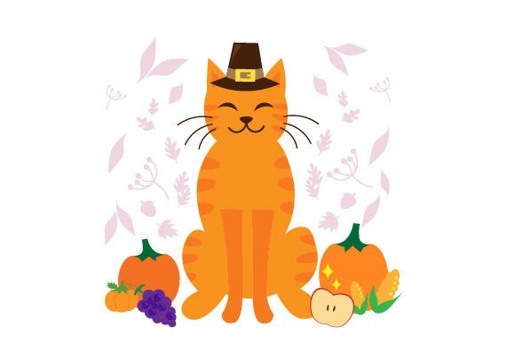 Thanksgiving Cat Embroidery Design