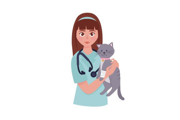 Veterinary Assistant Holding a Cat