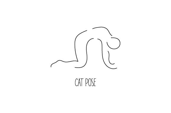 Yoga Cat Pose Line Art